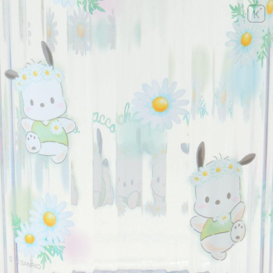 Japan Sanrio Original Clear Tumbler (L) - Pochacco : Watercolor Flower - 4