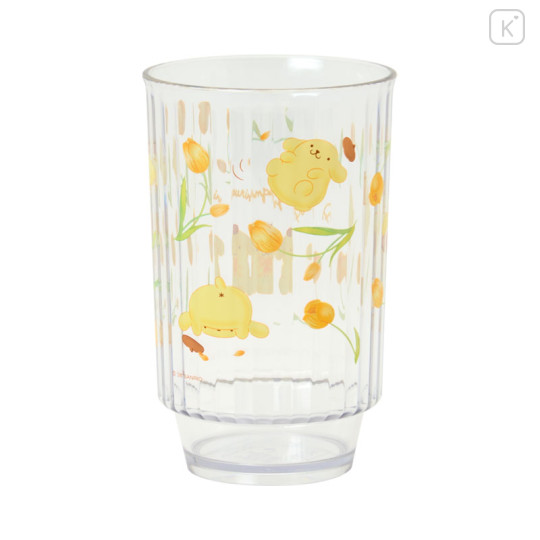 Japan Sanrio Original Clear Tumbler (L) - Pompompurin : Watercolor Flower - 2