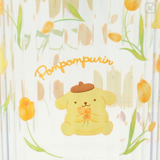 Japan Sanrio Original Clear Tumbler (L) - Pompompurin : Watercolor Flower - 3