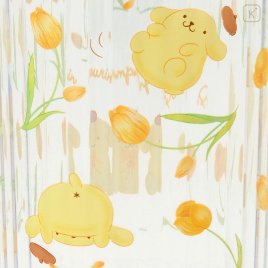 Japan Sanrio Original Clear Tumbler (L) - Pompompurin : Watercolor Flower - 4