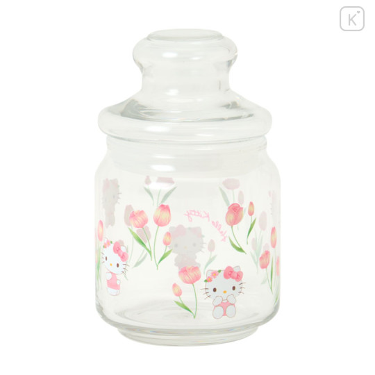 Japan Sanrio Original Jar Glass Canister Storage Case - Hello Kitty : Watercolor Flower - 2