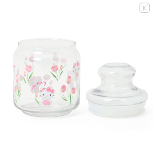 Japan Sanrio Original Jar Glass Canister Storage Case - Hello Kitty : Watercolor Flower - 3