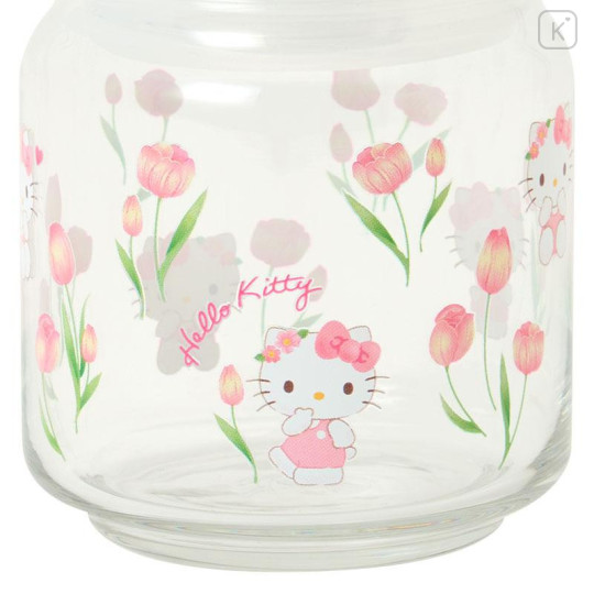Japan Sanrio Original Jar Glass Canister Storage Case - Hello Kitty : Watercolor Flower - 4