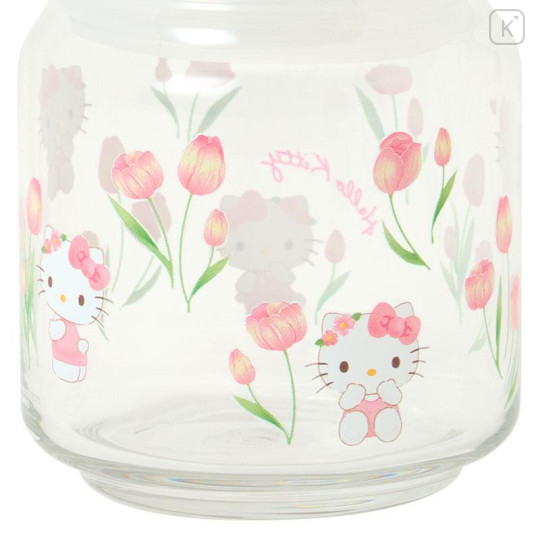 Japan Sanrio Original Jar Glass Canister Storage Case - Hello Kitty : Watercolor Flower - 5