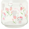 Japan Sanrio Original Jar Glass Canister Storage Case - Hello Kitty : Watercolor Flower - 5