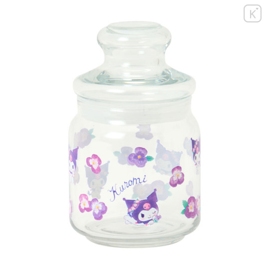 Japan Sanrio Original Jar Glass Canister Storage Case - Kuromi : Watercolor Flower - 1