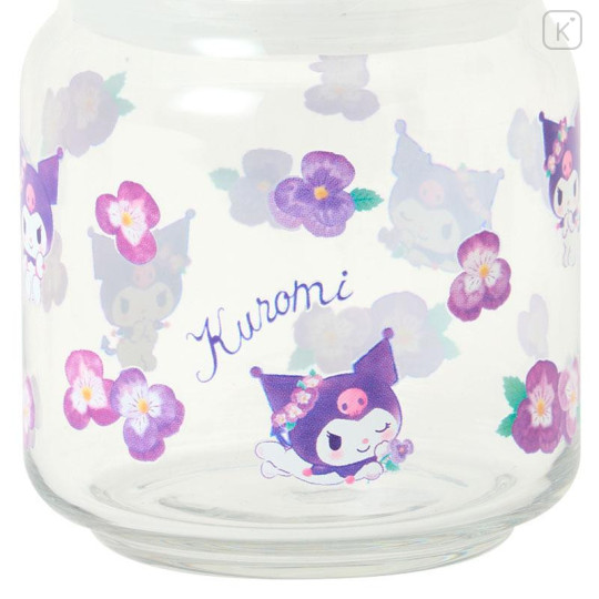Japan Sanrio Original Jar Glass Canister Storage Case - Kuromi : Watercolor Flower - 4