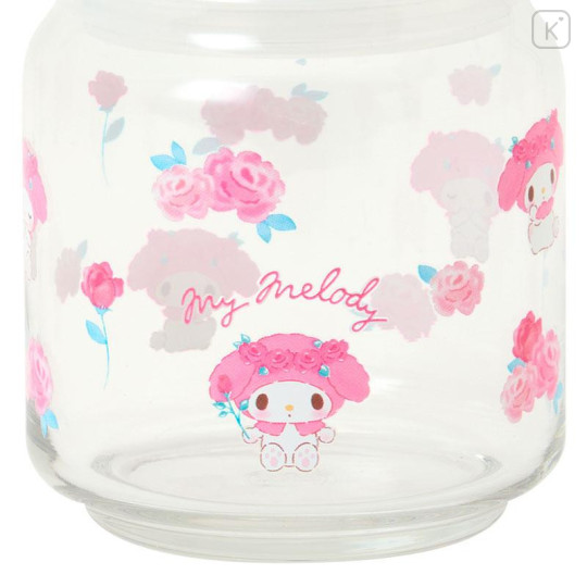 Japan Sanrio Original Jar Glass Canister Storage Case - My Melody : Watercolor Flower - 4