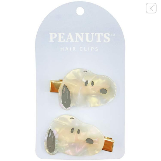 Japan Peanuts Acrylic Hair Clip Set - Snoopy : Face Shell Holographic - 1