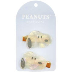 Japan Peanuts Acrylic Hair Clip Set - Snoopy : Face Shell Holographic