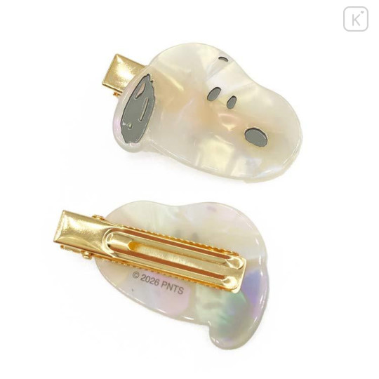 Japan Peanuts Acrylic Hair Clip Set - Snoopy : Face Shell Holographic - 2