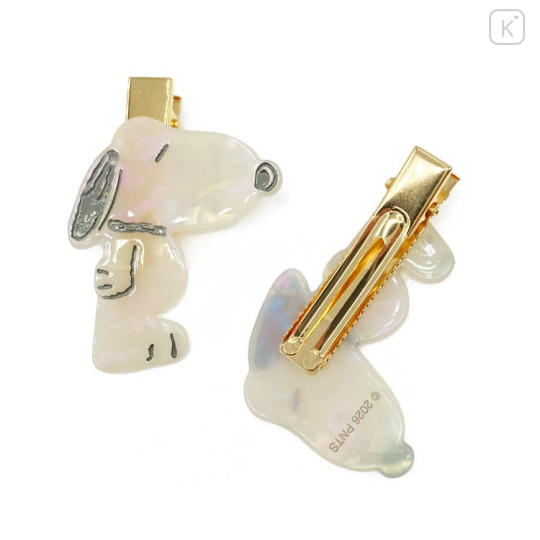 Japan Peanuts Acrylic Hair Clip Set - Snoopy : Relax Shell Holographic - 2