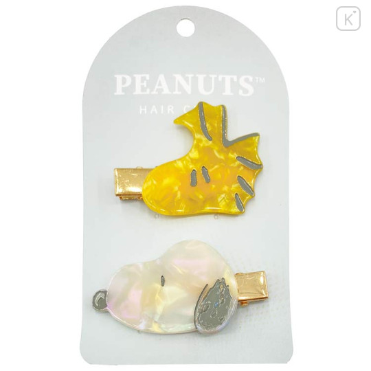 Japan Peanuts Acrylic Hair Clip Set - Snoopy & Woodstock : Face Shell Holographic - 1
