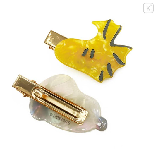 Japan Peanuts Acrylic Hair Clip Set - Snoopy & Woodstock : Face Shell Holographic - 2
