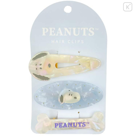 Japan Peanuts Hairpin Set - Snoopy : Shell Holographic Blue - 1