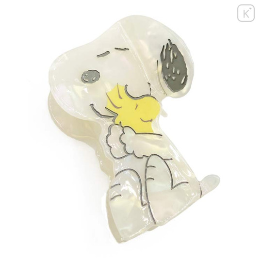 Japan Peanuts Hair Claw Clip - Snoopy & Woodstock : Hug Shell Holographic - 1