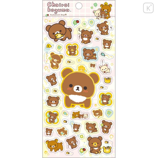 Japan San-x Gold Foil Clear Seal Sticker - Chairoikoguma & Korilakkuma : Chairoikoguma's Kumakyun Days Pink - 1