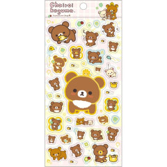 Japan San-x Gold Foil Clear Seal Sticker - Chairoikoguma & Korilakkuma : Chairoikoguma's Kumakyun Days Pink