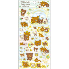 Japan San-x Gold Foil Clear Seal Sticker - Rilakkuma : Chairoikoguma's Kumakyun Days Mint