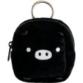 Japan San-x Mini Plush Pouch with Carabiner - Universe San-X Town Monochrome Boo : Smile - 1