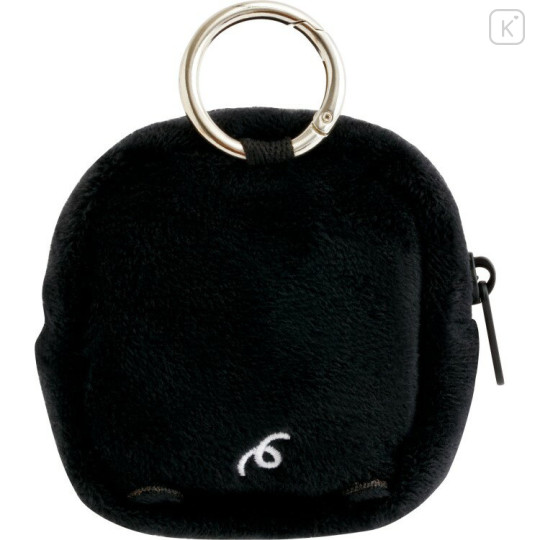Japan San-x Mini Plush Pouch with Carabiner - Universe San-X Town Monokuro Boo : Smile - 2