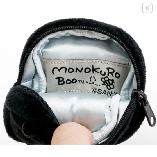 Japan San-x Mini Plush Pouch with Carabiner - Universe San-X Town Monokuro Boo : Smile - 3