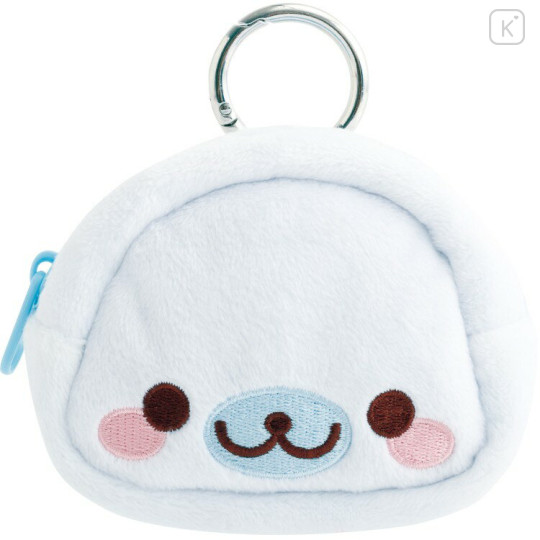 Japan San-x Mini Plush Pouch with Carabiner - Universe San-X Town Mamegoma : Smile - 1