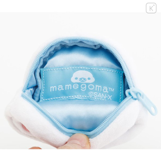 Japan San-x Mini Plush Pouch with Carabiner - Universe San-X Town Mamegoma : Smile - 3