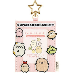 Japan San-x Instant Photo Keychain - Sumikko Gurashi : Neko Tonkatsu & Ebifurai no Shippo Shrimp Tail Embroidered Applique Patch