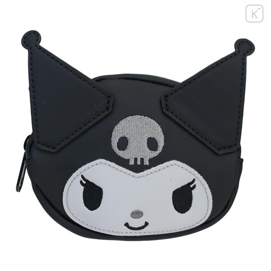 Japan Sanrio Face-shaped Pouch - Kuromi : Monochrome - 1