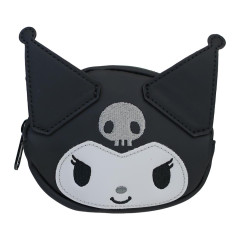 Japan Sanrio Face-shaped Pouch - Kuromi : Monochrome