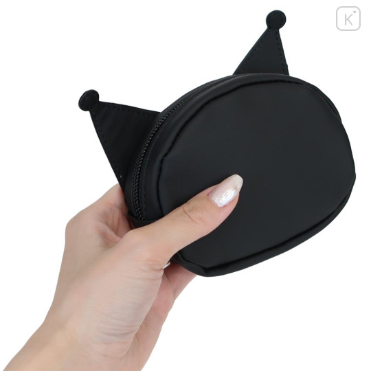 Japan Sanrio Face-shaped Pouch - Kuromi : Monochrome - 2