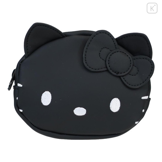 Japan Sanrio Face-shaped Pouch - Hello Kitty : Monochrome - 1