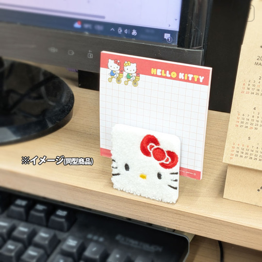 Japan Peanuts Fluffy Memo with Clip Stand - Snoopy : Petit Collection Joe Cool Pink - 3