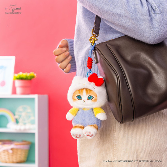 Japan Mofusand × Sanrio Squishy Potefuwa Mascot Holder - Hello Kitty - 2