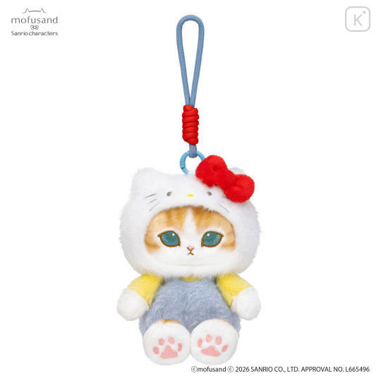 Japan Mofusand × Sanrio Squishy Potefuwa Mascot Holder - Hello Kitty - 4
