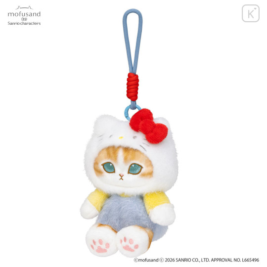 Japan Mofusand × Sanrio Squishy Potefuwa Mascot Holder - Hello Kitty - 5