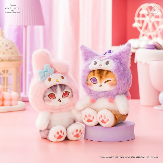 Japan Mofusand × Sanrio Squishy Potefuwa Mascot Holder - Kuromi - 2