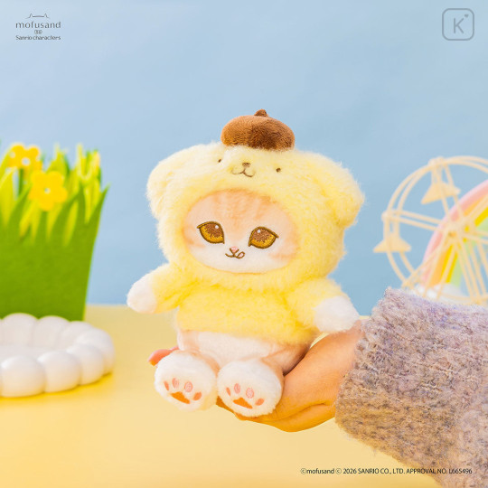 Japan Mofusand × Sanrio Squishy Potefuwa Mascot Holder - Pompompurin - 2