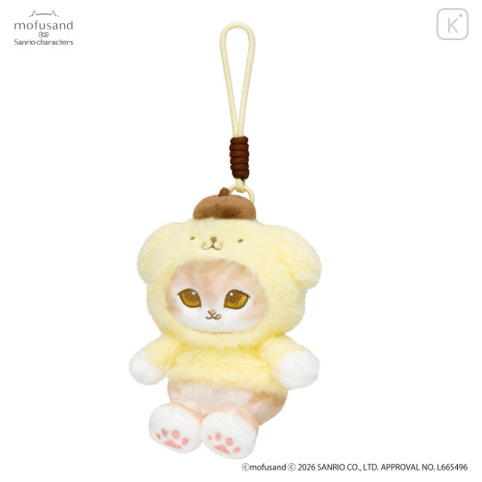 Japan Mofusand × Sanrio Squishy Potefuwa Mascot Holder - Pompompurin - 5