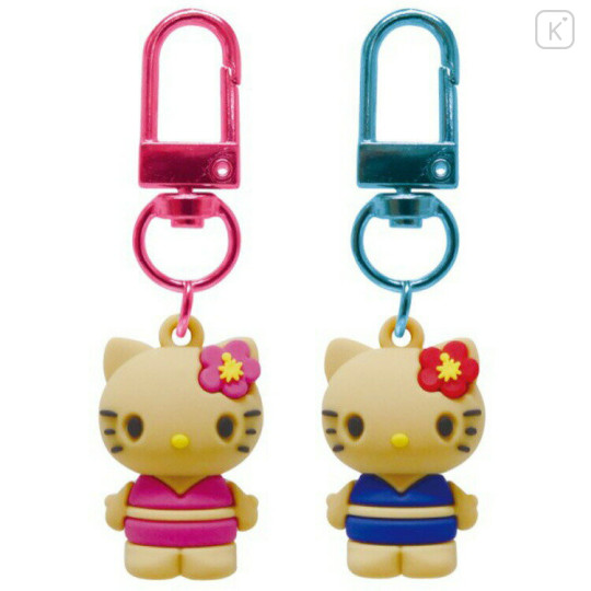 Japan Sanrio Figure Charm Keychain Set - Hello Kitty : Tan Swimsuit B - 1