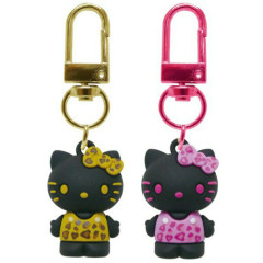 Japan Sanrio Figure Charm Keychain Set - Hello Kitty : Leopard Black