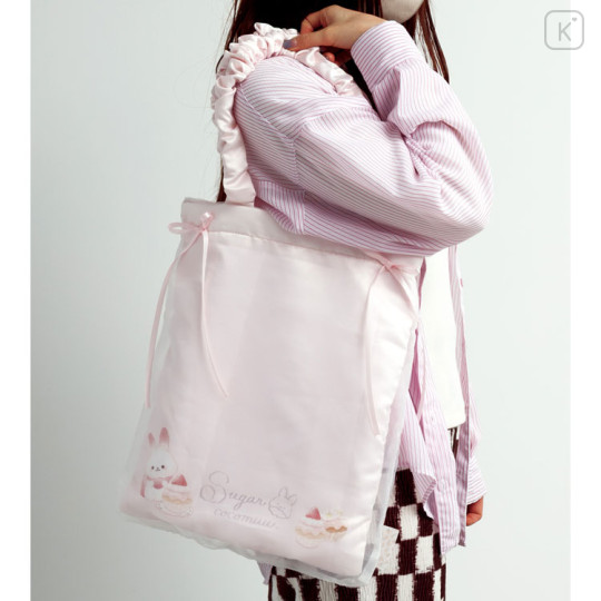 Japan San-x Satin Tote Bag - Sugarcocomuu : Frill Ribbon Pink - 3