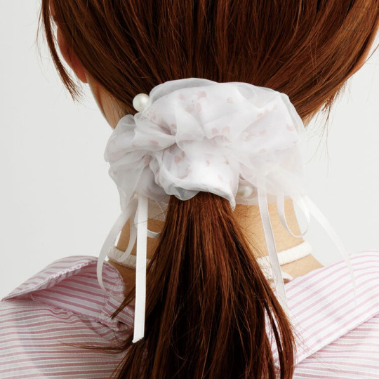 Japan San-x Hair Scrunchie - Sugarcocomuu : Frill Ribbon Pink - 2