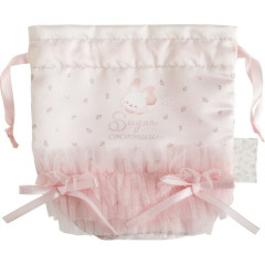 Japan San-x Satin Drawstring Bag - Sugarcocomuu : Frill Ribbon Pink