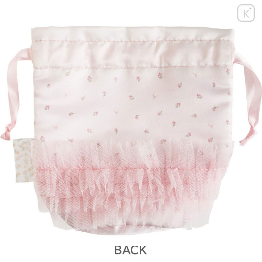 Japan San-x Satin Drawstring Bag - Sugarcocomuu : Frill Ribbon Pink - 2
