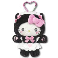 Japan Sanrio Mascot Holder Mini Plush Pouch - Hello Kitty : Nekoneko Maid Black - 1