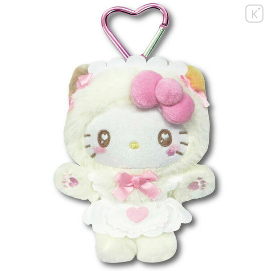 Japan Sanrio Mascot Holder Mini Plush Pouch - Hello Kitty : Nekoneko Maid White - 1