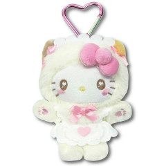 Japan Sanrio Mascot Holder Mini Plush Pouch - Hello Kitty : Nekoneko Maid White