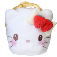 Japan Sanrio Plush Drawstring Bag - Hello Kitty : Sweet Cakes Collection Strawberry